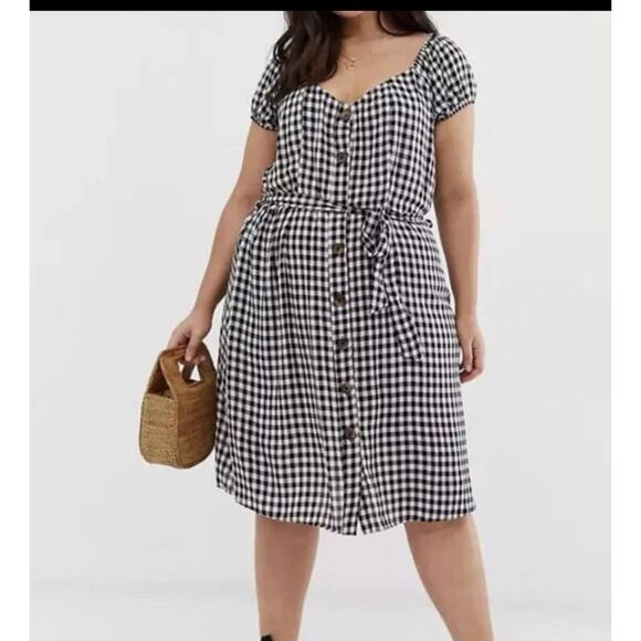Brave Soul Dresses & Skirts - Brave Soul London Blue Checked Whispering Smith Button Front Dress 14